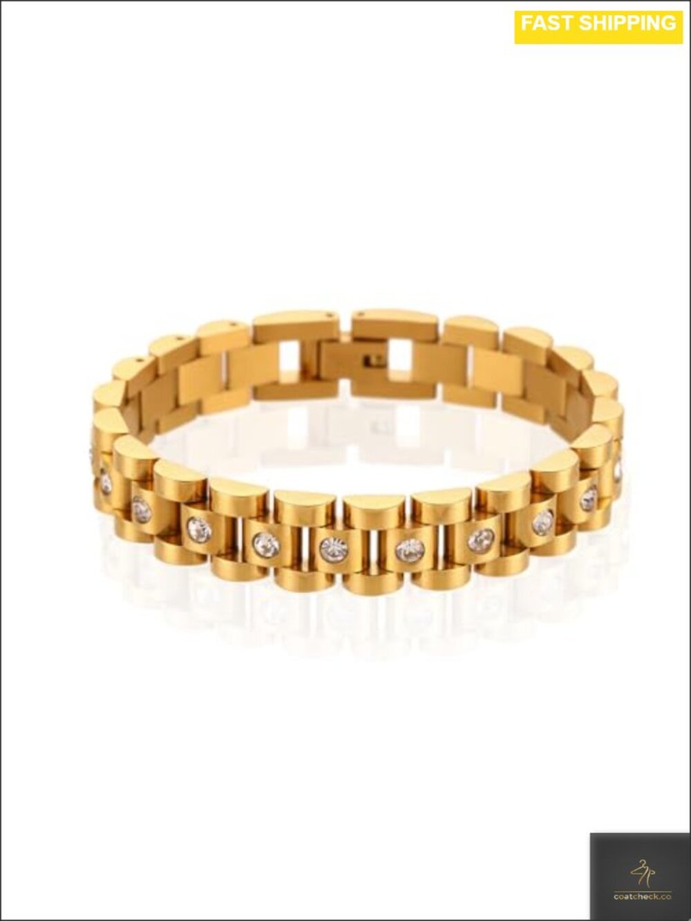 18K Gold Plated Stainless Steel Link Bracelet Waterproof Tarnish Resistant